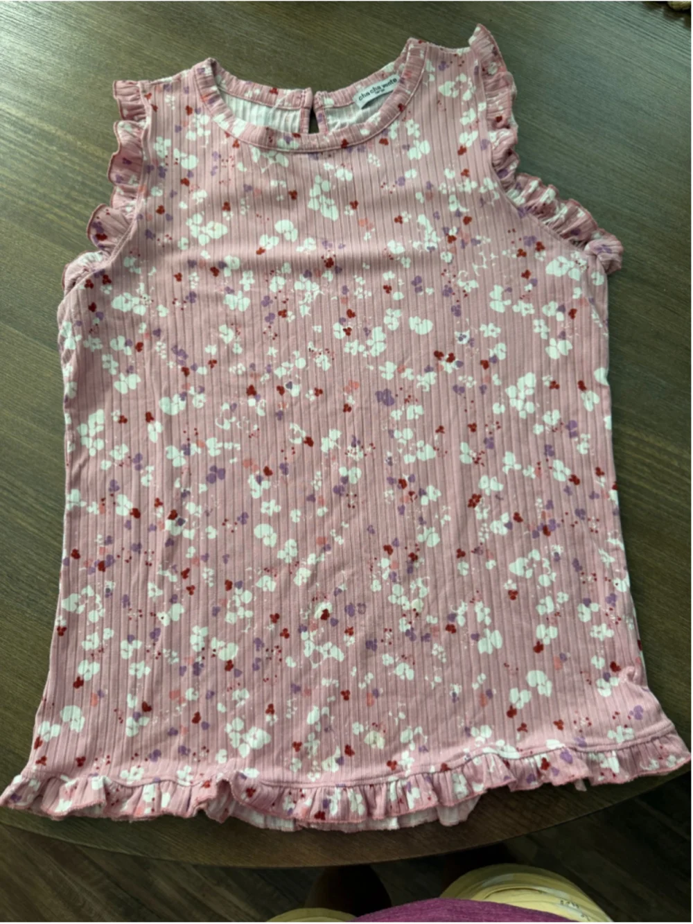 cha cha vente Floral Tank Top Size L Pink White. EUC